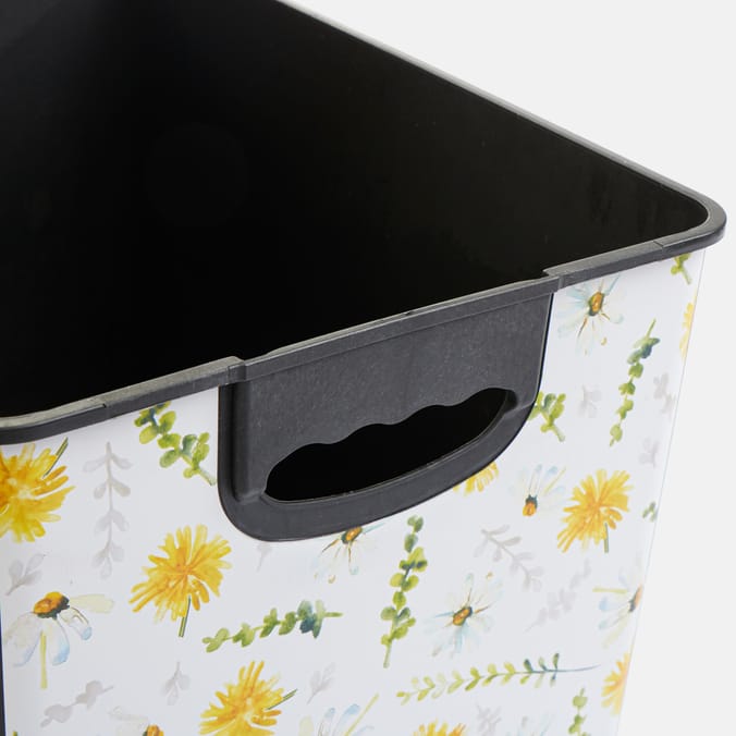 Floral Print Storage Box 17L - White (Yellow Flowers)