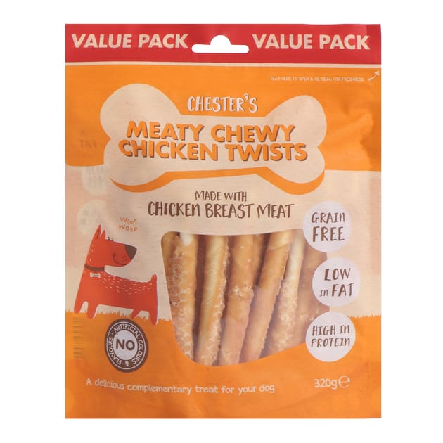 Chester s Meaty Chewy Chicken Twists 320g Home Bargains