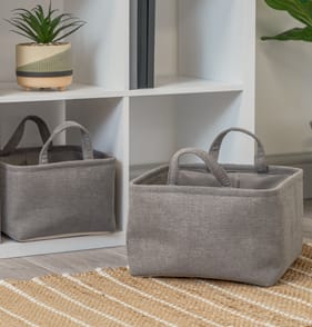 Home Collections Set Of 2 Herringbone Baskets - Dark Grey