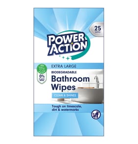 Power Action XL Bathroom Wipes 25s  x2