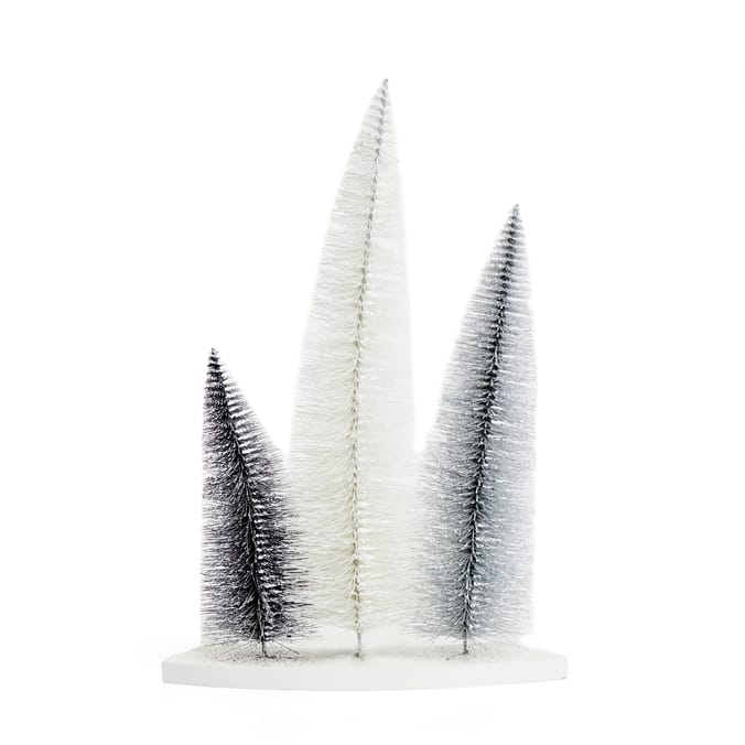 Festive Feeling Bristle Tree Trio on Stand - White