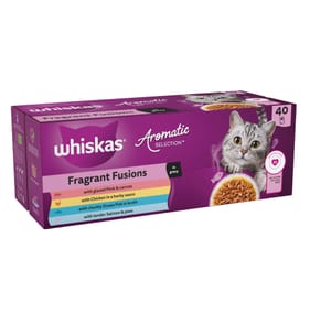 Whiskas +1 Selection Wet Cat Food Pouches 40 x 85g - Aromatic Fragrant Fusions