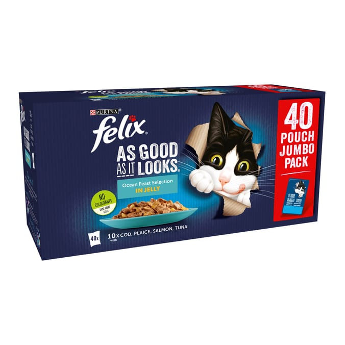 Felix As Good As It in Jelly Wet Cat Food 85g x40 - Ocean Feasts Selection