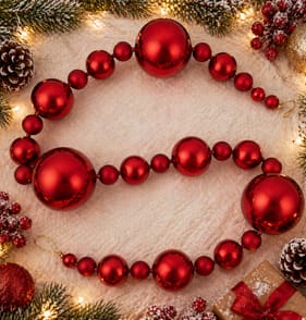 Festive Feeling Bauble Christmas Garland - Red
