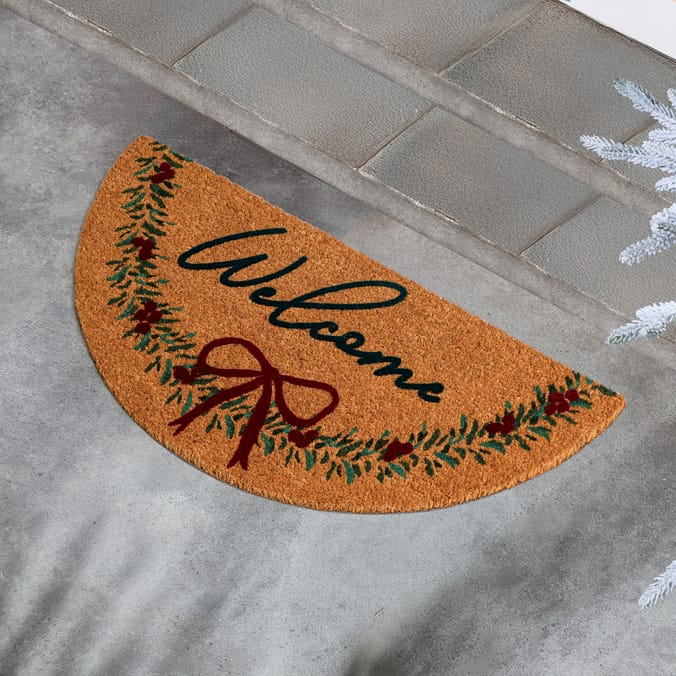 Festive Feeling Coir Door Mat - Welcome