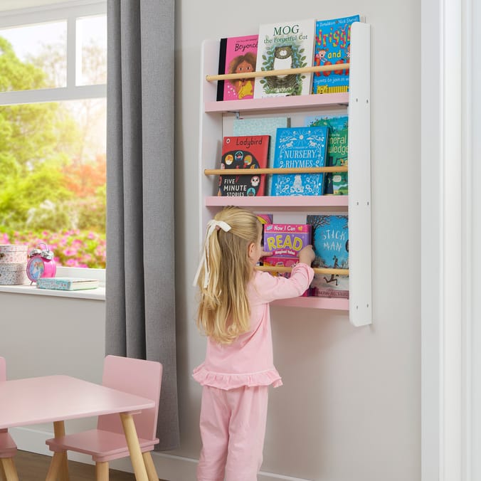 Liberty House Toys Kids Picture Book Wall Bookshelf - White & Pink