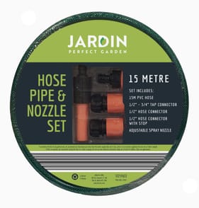Jardin 15m Hose Pipe & Nozzle Set