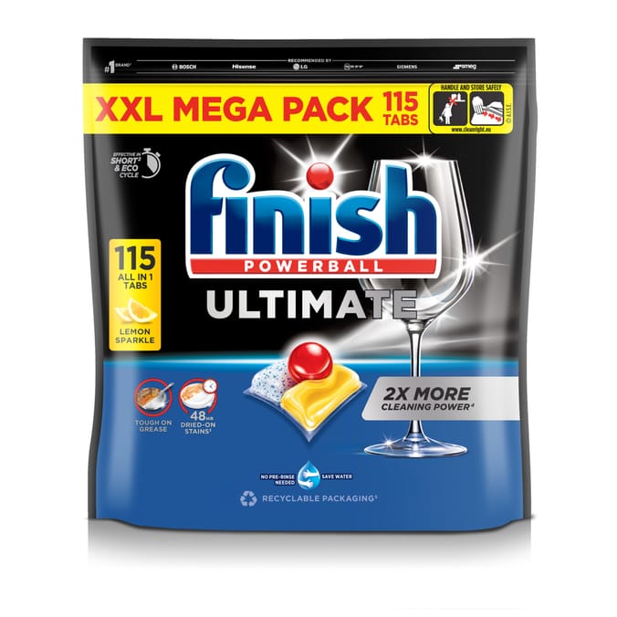 Finish Ultimate All In One Dishwasher Tablets 115 Tabs - Lemon 