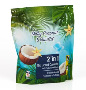 2in1 Bio Liquid Capsules With Fabric Conditioner 20 Washes - Milky Coconut & Vanilla