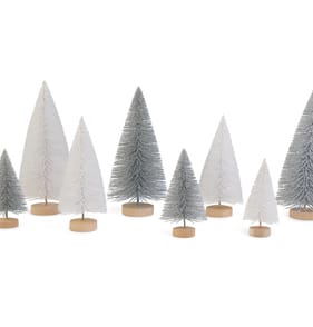 Frosted Spirit Sisal Brush Christmas Trees Set Of 8