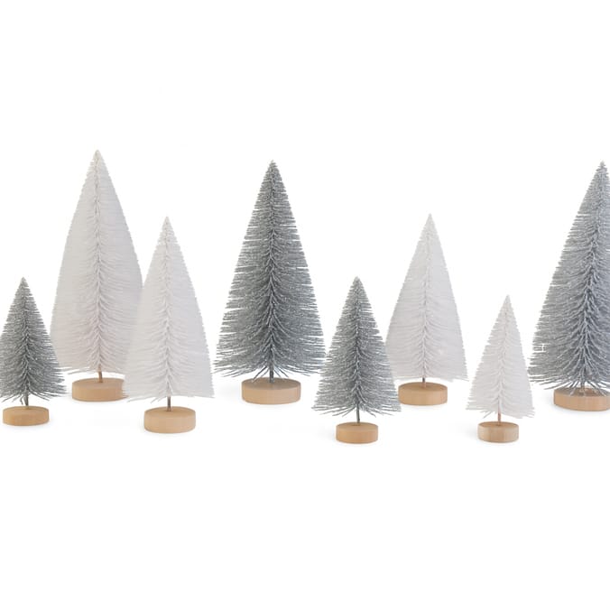 Frosted Spirit Sisal Brush Christmas Trees Set Of 8