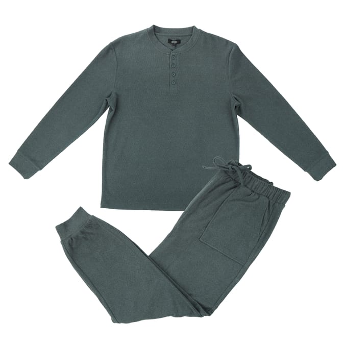 Jeff & Co By Jeff Banks Green Henley Mens Pyjama Set