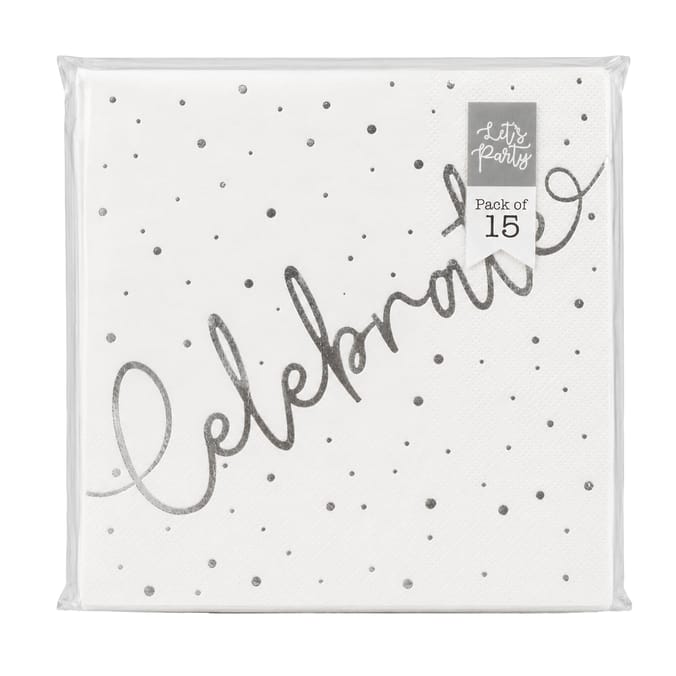 Let's Party White Celebrate Napkins 15 Pack
