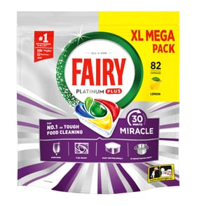 Fairy 30 Minute Miracle Platinum Plus Dishwasher Tablets 82 Capsules
