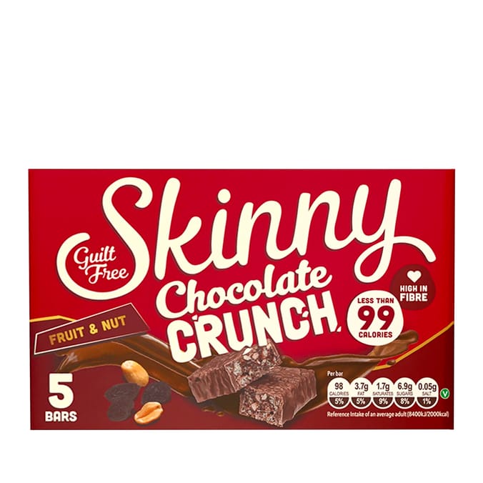 Skinny Chocolate Crunch Fruit & Nut 5 Bars Snack x10