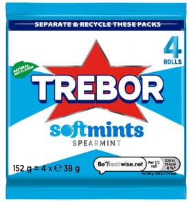 Trebor Softmints Spearmint Mints Rolls 4 Pack 152g