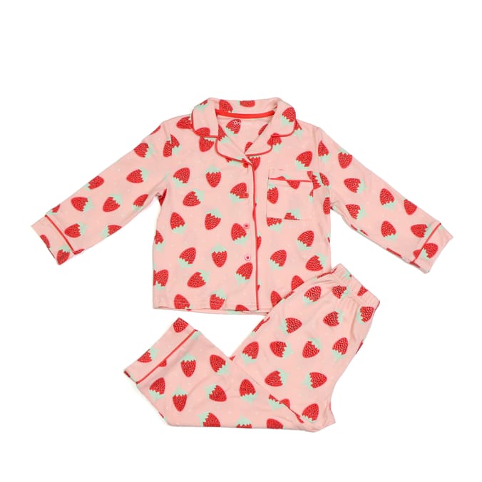 Originals Young Girl Strawberry Button Pyjama Set Home Bargains