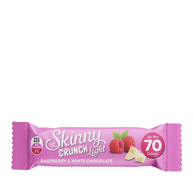 Skinny Crunch Light Raspberry & White Chocolate 5 Bars Snack x10