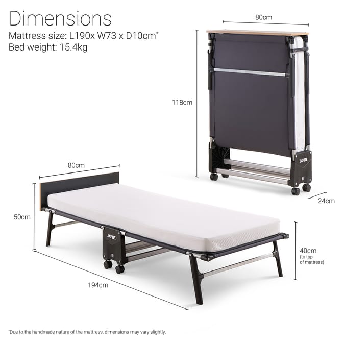 Jay-Be RM80 Rollaway Folding Bed with Memory Mattress - Single
