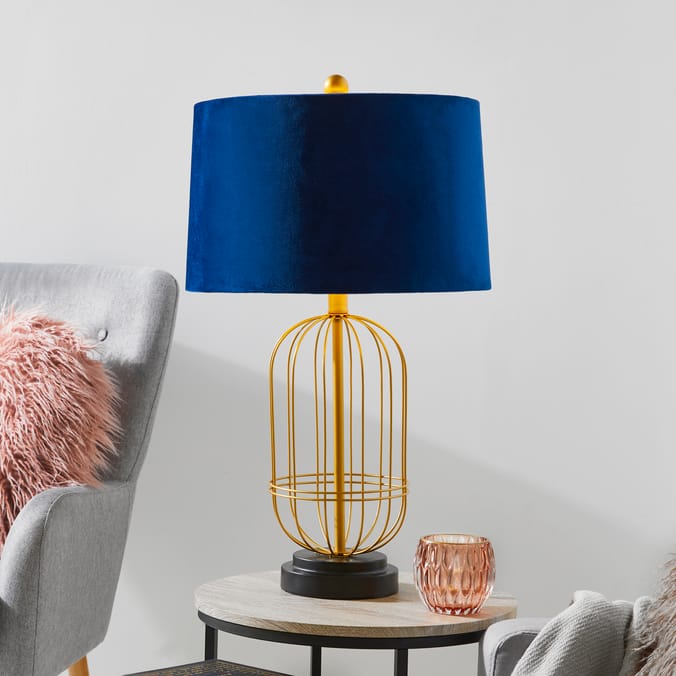 Home Collections Gold Cage Table Lamp - Blue