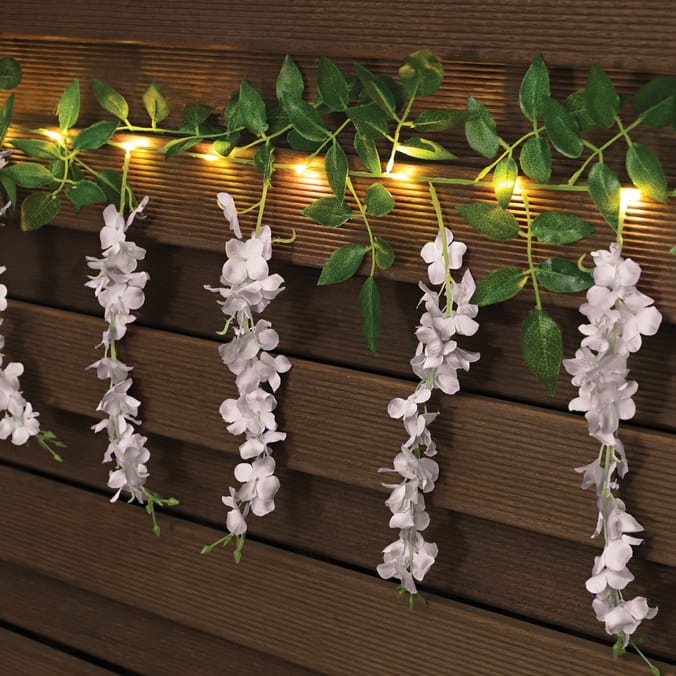 Firefly Wisteria String Solar Lights - White