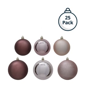 Festive Feeling Mixed Size Baubles 25 Pack - Pink