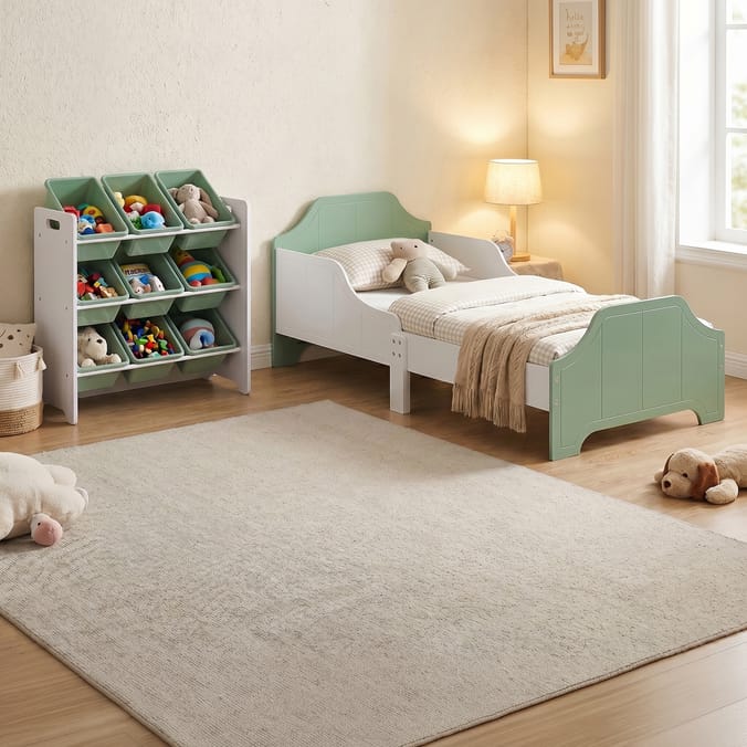 Liberty House Toys Two Tone Toddler Bed - White & Forest Green