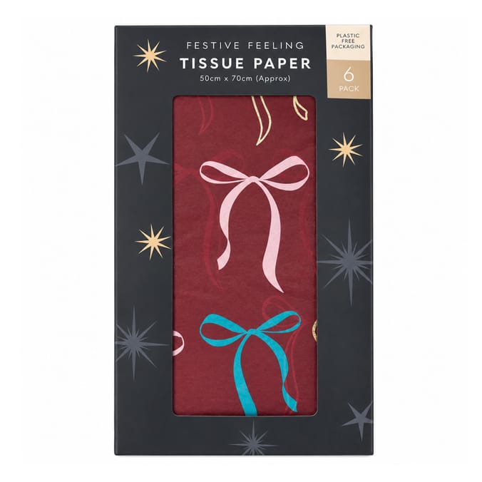 Festive Feeling Tissue Paper 6 Pack - Festive Bows