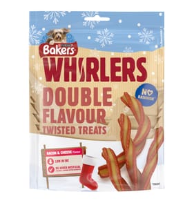 Bakers Whirlers Xmas Dog Treats 6 x 130g -  Bacon and Cheese