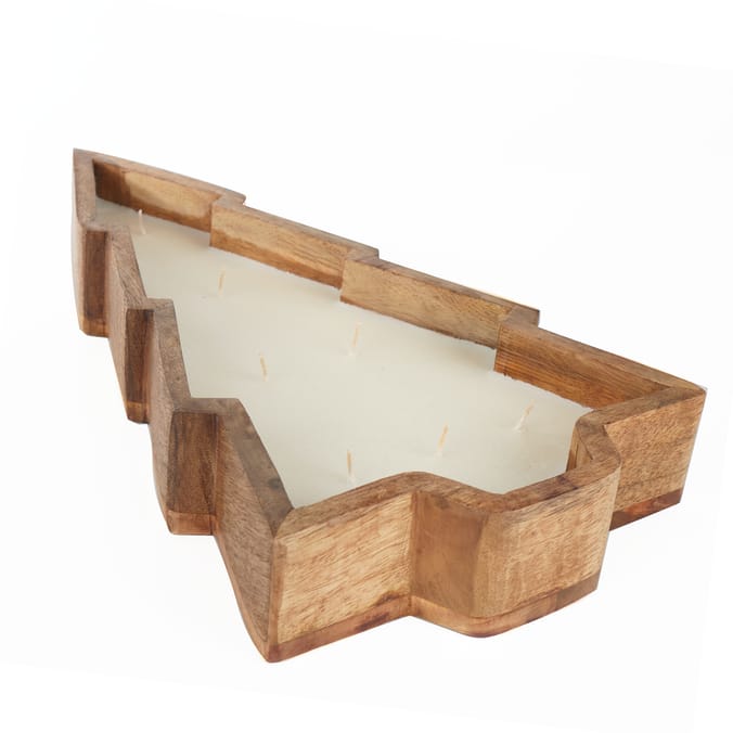 Festive Feeling Wooden Shaped Tree Candle - Balsam & Birch 