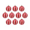 Festive Feeling Stripe Thread Baubles 5 Pack - Red & White x2
