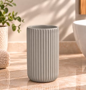Ribbed Ceramic Tumbler - Grey