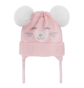 Pure Baby Pink Pom Pom Hat - 12-18 Months