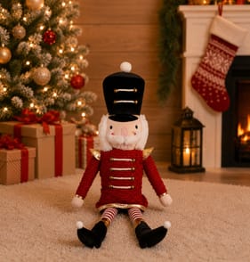 Festive Feeling Christmas Sitting Plush Nutcracker - Red