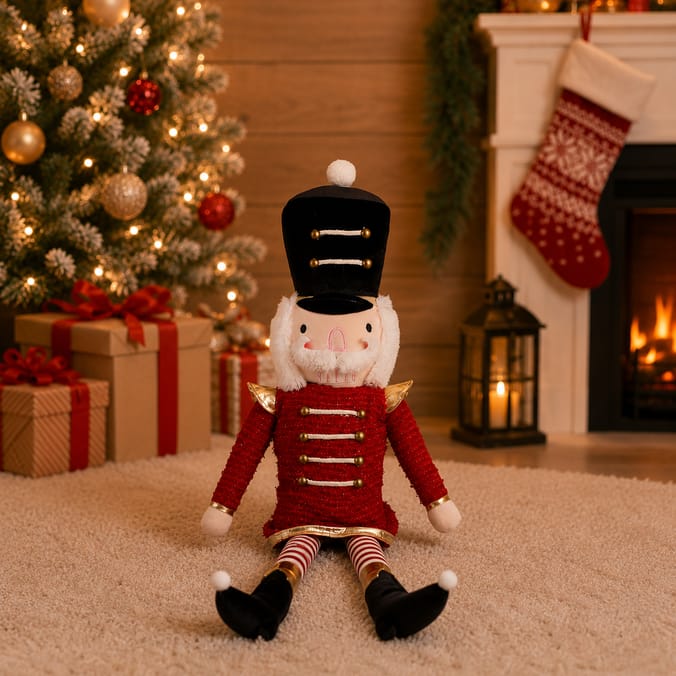 Festive Feeling Christmas Sitting Plush Nutcracker - Red