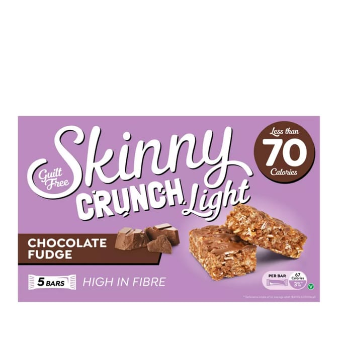 Skinny Crunch Light Chocolate Fudge 5 Bars Snack (Case of 10)