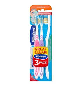 Wisdom Medium Regular Plus Toothbrushes 3 Pack