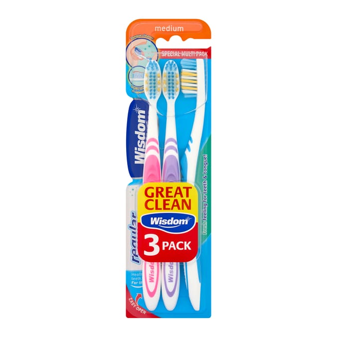 Wisdom Medium Regular Plus Toothbrushes 3 Pack
