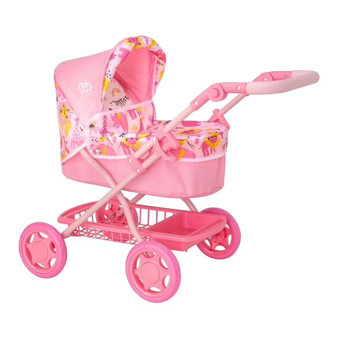 BabyBoo Junior Roamer Dolls Pram - Pink Jungle