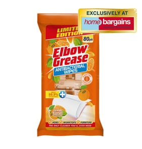 Elbow Grease Antibacterial Wipes 80 Pack - Orange & Ginger 
