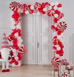 Festive Feeling Balloon Door Arch - Candy Cane