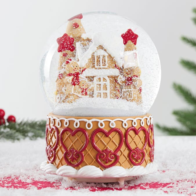 Winter Charm Musical Snow Globe - Gingerbread