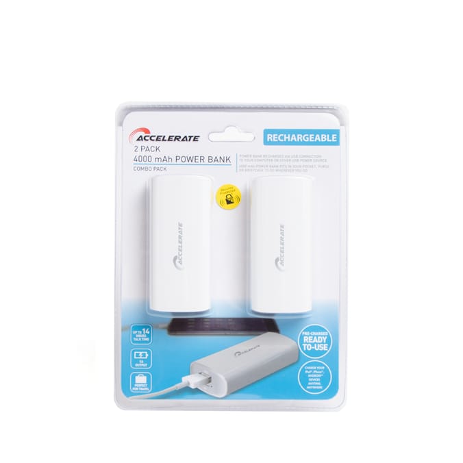 Accelerate Powerbank 4000 mAh Twin Pack