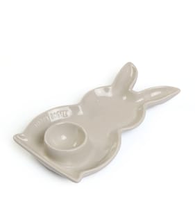 Hoppy Easter Bunny Egg Dip Plate - Grey