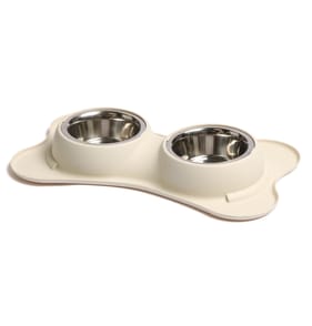 My Pets Double Bowl Bone - Beige