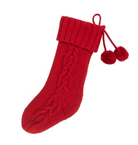 Winter Charm Christmas Chunky Knit Stocking - Red