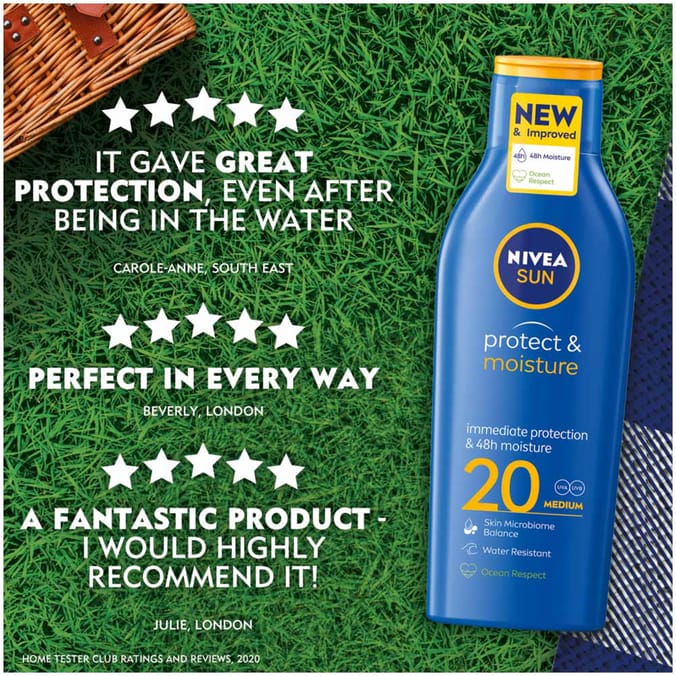 Nivea Sun Moisturising Sun Lotion 200ml SPF20 Home Bargains