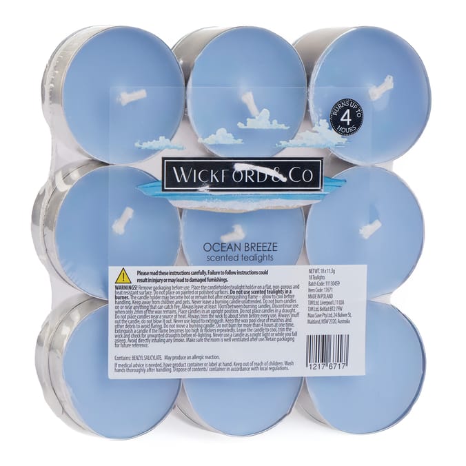 Wickford & Co Scented Tealights 18 Pack - Ocean Breeze