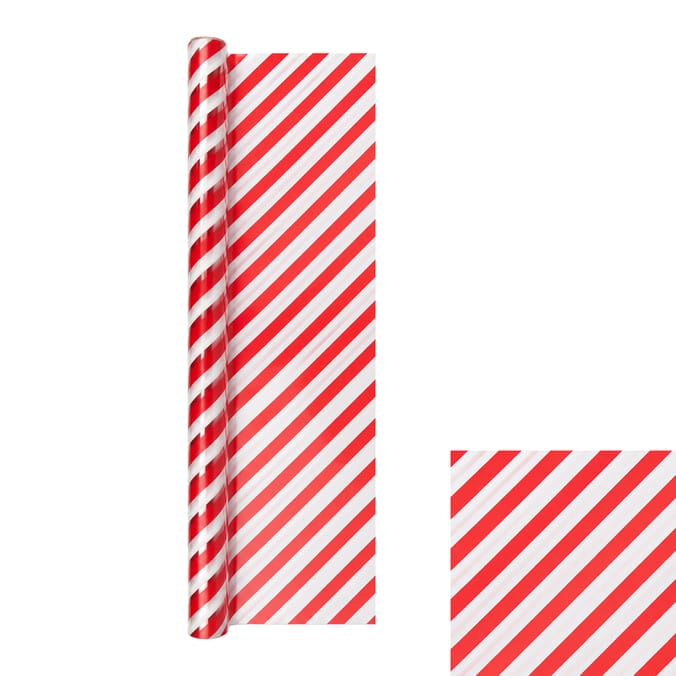 Festive Feeling Luxury 6M Cellophane Wrap - Candy Cane Stripes