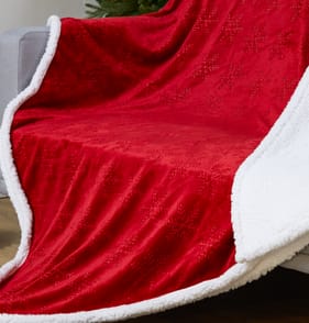Sleigh Bells Sherpa Reverse Throw - Red